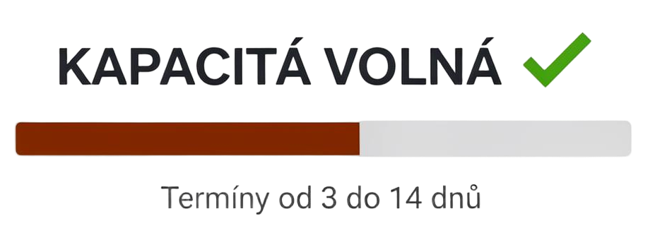 Kapacita volná - termíny od 3 do 14 dnů